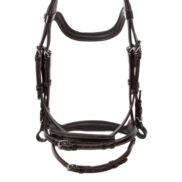Bride anatomique avec surpiqûres contrastantes Micklem Equestro Marron foncé