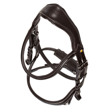 Anatomisch hoofdstel met contrasterende stiksels Micklem Equestro Donkerbruin
