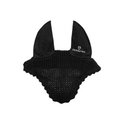 Bonnet anti-mouches poney en coton avec oreilles élastiques Equestro Noir