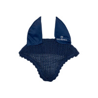 Bonnet anti-mouches poney en coton avec oreilles élastiques Equestro Marine Bleu marine