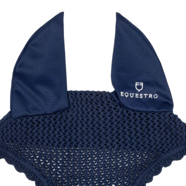 Bonnet anti-mouches poney en coton avec oreilles élastiques Equestro Marine Bonnet anti-mouches poney en coton avec oreilles élastiques Equestro Marine