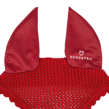 Bonnet anti-mouches poney en coton avec oreilles élastiques Equestro Rouge Bonnet anti-mouches poney en coton avec oreilles élastiques Equestro Rouge