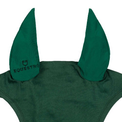 Bonnet anti-mouches poney avec oreilles élastiques collection basique Equestro Vert