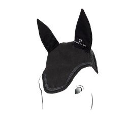 Bonnet anti-mouches en tissu technique stretch avec logo collection Elegance Equestro Noir