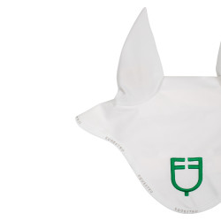 Bonnet anti-mouches en tissu technique avec logo multicolore Equestro Blanc / blanc / vert patriote