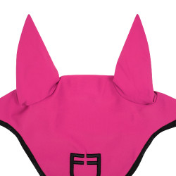 Bonnet anti-mouches en tissu technique avec logo GP Equestro Fuchsia / noir Rose