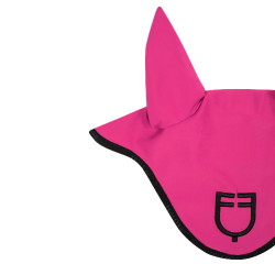 Bonnet anti-mouches en tissu technique avec logo GP Equestro Fuchsia / noir Rose