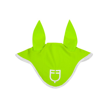 Bonnet anti-mouches en tissu technique avec logo GP Equestro Vert citron / blanc