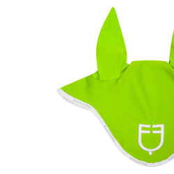 Bonnet anti-mouches en tissu technique avec logo GP Equestro Vert citron / blanc