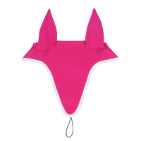 Bonnet anti-mouches en tissu technique avec attache au muserolle Equestro Fuchsia / blanc Rose