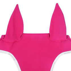 Bonnet anti-mouches en tissu technique avec attache au muserolle Equestro Fuchsia / blanc Rose