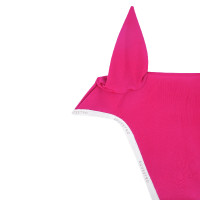 Bonnet anti-mouches en tissu technique avec attache au muserolle Equestro Fuchsia / blanc Rose