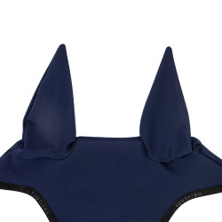 Bonnet anti-mouches en tissu technique avec attache au muserolle Equestro Marine / noir Bleu