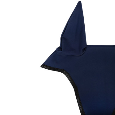 Bonnet anti-mouches en tissu technique avec attache au muserolle Equestro Marine / noir Bonnet anti-mouches en tissu technique avec attache au muserolle Equestro Marine / noir
