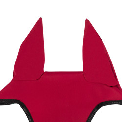 Bonnet anti-mouches en tissu technique avec attache au muserolle Equestro Vin / noir Rouge