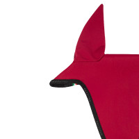 Bonnet anti-mouches en tissu technique avec attache au muserolle Equestro Vin / noir Rouge Bonnet anti-mouches en tissu technique avec attache au muserolle Equestro Vin / noir Rouge