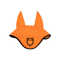 Anti-vliegen oornetje van geperforeerde stof met logo Black Line Edition Equestro Oranje