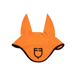 Anti-vliegen oornetje van geperforeerde stof met logo Black Line Edition Equestro Oranje