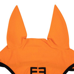Anti-vliegen oornetje van geperforeerde stof met logo Black Line Edition Equestro Oranje
