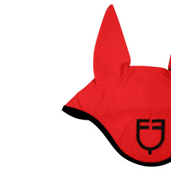 Bonnet anti-mouches en tissu perforé avec logo Black Line Edition Equestro Rouge