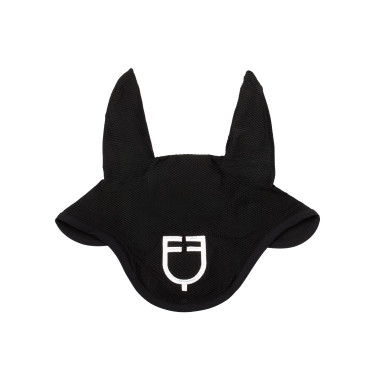 Bonnet anti-mouches en tissu perforé avec logo Black Line Edition Equestro Bonnet anti-mouches en tissu perforé avec logo Black Line Edition Equestro