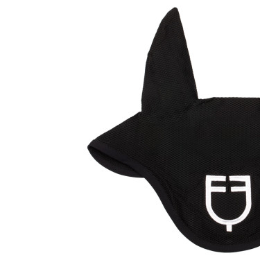 Bonnet anti-mouches en tissu perforé avec logo Black Line Edition Equestro Bonnet anti-mouches en tissu perforé avec logo Black Line Edition Equestro