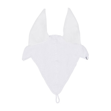 Bonnet anti-mouches en maille avec attache à la muserolle Equestro Blanc