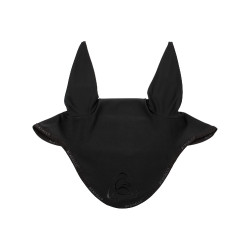 Lycra vliegenmasker met siliconen Acavallo-logo Zwart / zwart