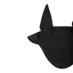 Bonnet anti-mouches en lycra avec logo en silicone Acavallo Noir / noir Bonnet anti-mouches en lycra avec logo en silicone Acavallo Noir / noir