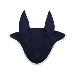 Bonnet anti-mouches en lycra avec logo en silicone Acavallo Bleu profond / blanc Bleu marine