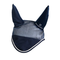 Bonnet anti-mouches en coton et tissu perforé Diamond Equestro Marine Bleu marine
