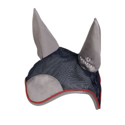 Bonnet anti-mouches en coton et microfibre Equestro Marine / rouge / gris