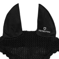 Bonnet anti-mouches en coton avec oreilles élastiques Equestro Noir