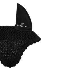 Bonnet anti-mouches en coton avec oreilles élastiques Equestro Noir