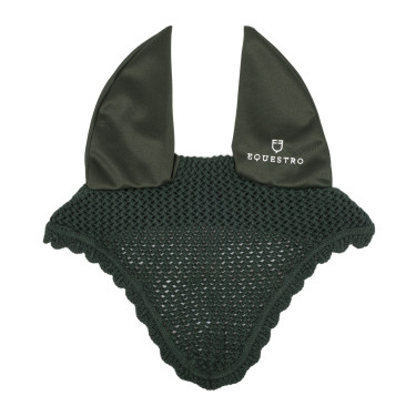 Bonnet anti-mouches en coton avec oreilles élastiques Equestro Vert