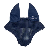 Bonnet anti-mouches en coton avec oreilles élastiques Equestro Marine Bleu marine