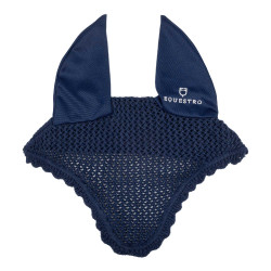 Bonnet anti-mouches en coton avec oreilles élastiques Equestro Marine Bleu marine