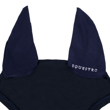 Bonnet anti-mouches en coton avec logo central New Style Equestro Marine Bonnet anti-mouches en coton avec logo central New Style Equestro Marine