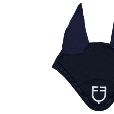 Bonnet anti-mouches en coton avec logo central New Style Equestro Marine Bonnet anti-mouches en coton avec logo central New Style Equestro Marine
