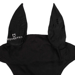 Bonnet anti-mouches collection basique avec oreilles élastiques Equestro Noir