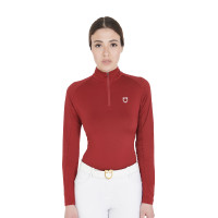 Dames nauwsluitende basislaag met lange mouwen in technisch stof Equestro Zwart / wit
