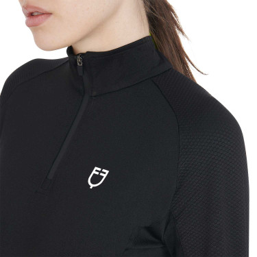 Base layer ajusté manches longues femme en tissu technique Equestro Noir / blanc Base layer ajusté manches longues femme en tissu technique Equestro Noir / blanc