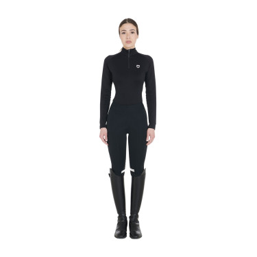 Base layer ajusté manches longues femme en tissu technique Equestro Noir / blanc Base layer ajusté manches longues femme en tissu technique Equestro Noir / blanc