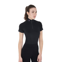 Aansluitende basislaag met korte mouwen voor dames in technisch materiaal Equestro Zwart / lila