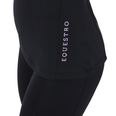 Base layer ajusté manches courtes femme en tissu technique Equestro Noir / lila