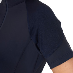 Base layer ajusté manches courtes femme en tissu technique Equestro Marine blazer / blanc Bleu marine
