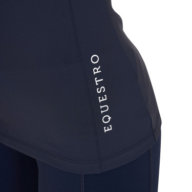 Aansluitende basislaag met korte mouwen voor dames in technisch materiaal Equestro Marine blazer / wit Marineblauw