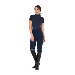 Aansluitende basislaag met korte mouwen voor dames in technisch materiaal Equestro Marine blazer / wit Marineblauw