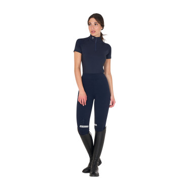 Aansluitende basislaag met korte mouwen voor dames in technisch materiaal Equestro Marine blazer / wit Marineblauw