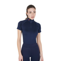Base layer ajusté manches courtes femme en tissu technique Equestro Noir / noir